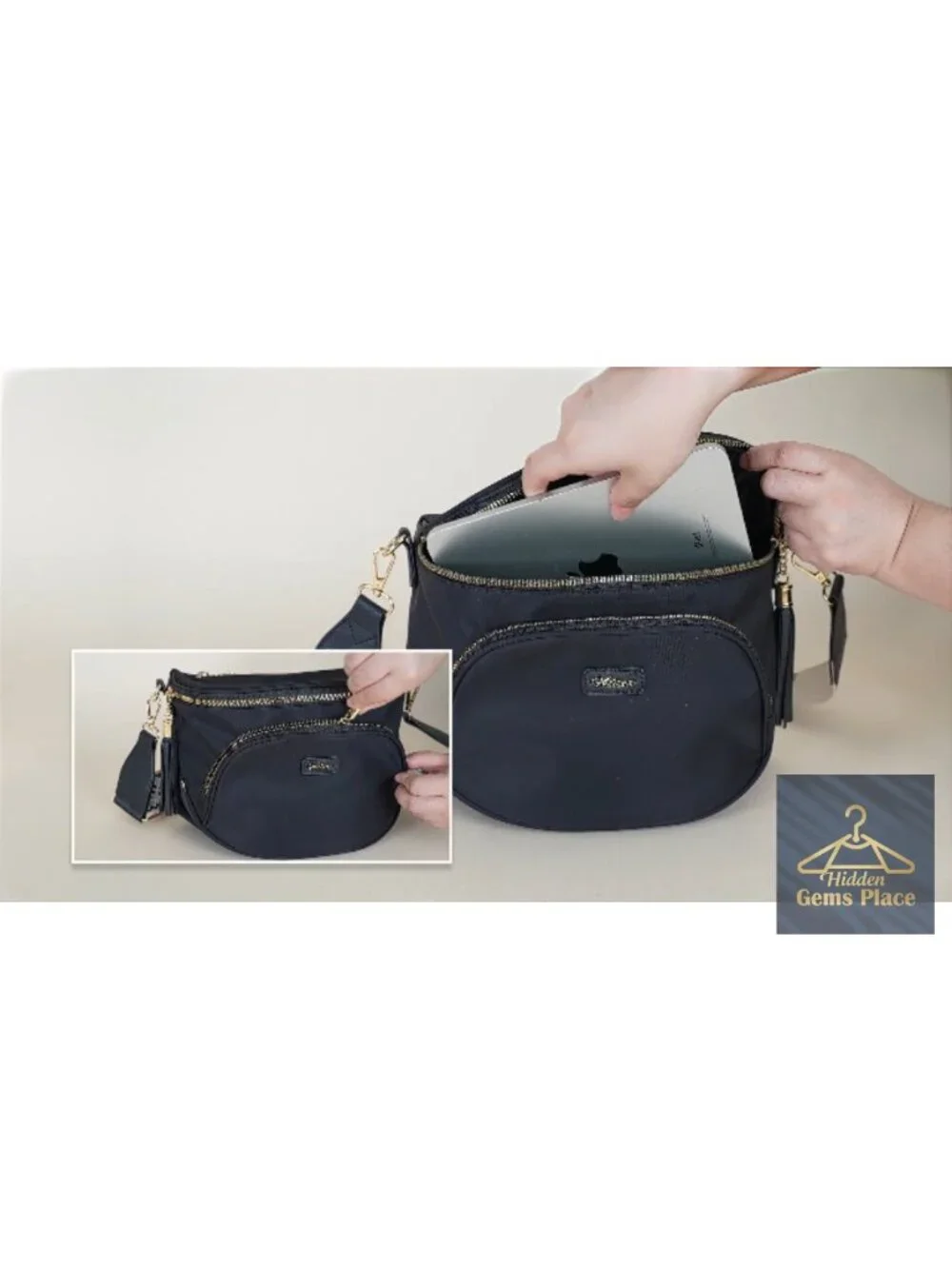 Anti Theft Crossbody Bag Waterproof Nylon Fanny Pack Spacious Travel Purse